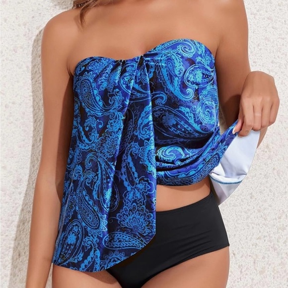 Tempt Me Tankini Bandeau Swim Top with Bottom Tummy Control Swimsuit SZ Md NWT - Picture 9 of 9